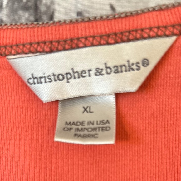 Christopher and Banks Salmon/Pink with Grey Embellishments Blouse Size XL - Picture 4 of 7